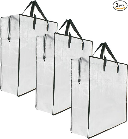 3 Pack Clear Storage Bags with Zipper and Handles, Blanket Bags For Closet Storage, Moving and Packing Supplies for College, Underbed Storage Organizer for Clothes Pillow Bedding Christmas Wreath