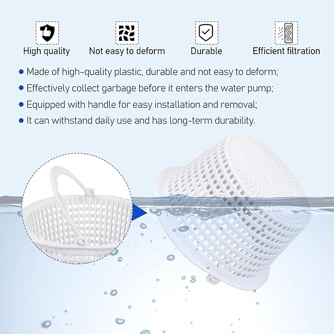 Above-Ground Skimmers Replacement Baskets，SPX1091C Replacement Above Ground Skimmer Basket with Handle Compatible with Hayward SP1091 WB736660