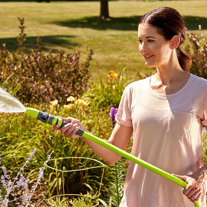 Eden 96213 Lawn & Garden Essential Oscillating Sprinkler | Water Sprinkler for Yard & Flexzilla Garden Hose 5/8 in. x 25 ft, Heavy Duty, Lightweight, Drinking Water Safe, ZillaGreen - HFZG525YW-E