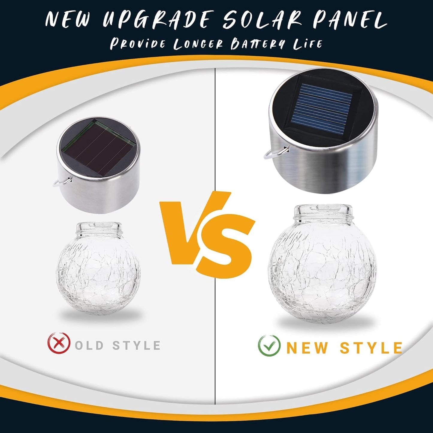 8 Pack Solar Lanterns, Christmas Decoration Lights with Multi-Color Changing Cracked Glass Hanging Ball Solar Outdoor Lights Waterproof Hanging Light for Garden, Yard, Patio, Lawn