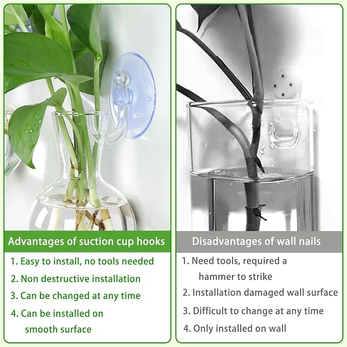 Bunmery 4 pcs Window Propagation Stations, Easy to Install Plant Propagation Bulbs with Suckion Cups, No Nails Wall Hanging Planter Propagation Station, Glass Plant Terrarium Vase
