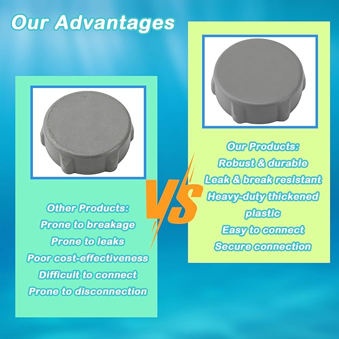 P01006 Drain Valve Cap for Bestway and Coleman Above Ground Pool, Heavy Duty Pool Drain Valve Cap Replacement 2 Pack(Gray)