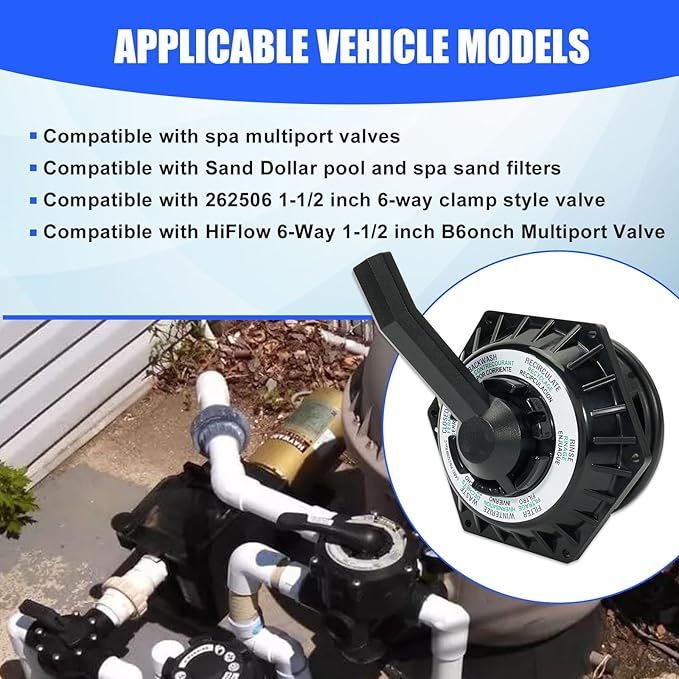 272531 Hi-Flow 6-way Multiport Top Valve Compatible with Pentair Sand Dollar Pool and Spa Sand Filters, 1-1/2 inch Clamp Style Valve, Replace 262504 262505 262506