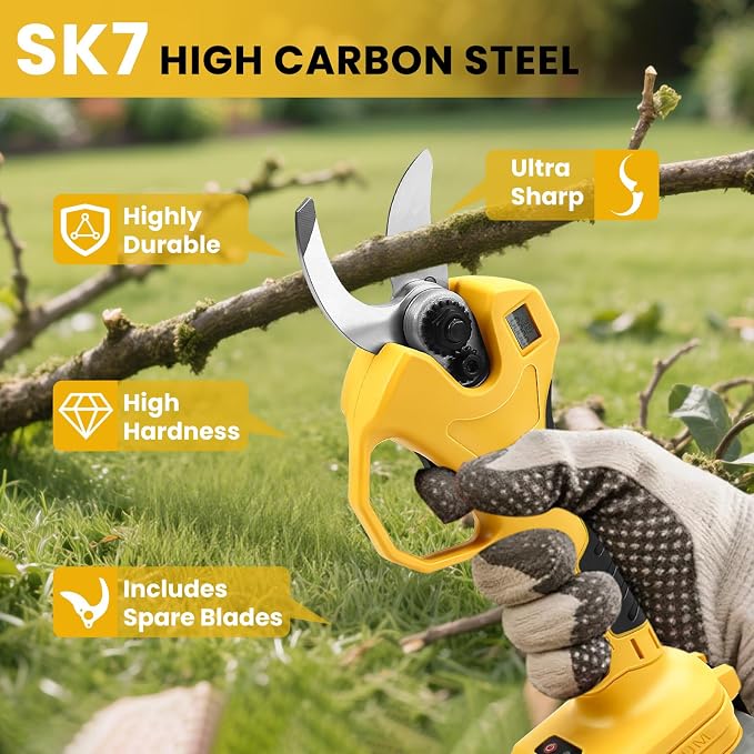 2-in-1 Pole Pruner & Cordless Electric Pruning Shears for Dewalt 20V Battery, 14Ft Reach, 1.2" Cutting Diameter, Brushless Motor with LCD Display, for Tree Trimming Branch Cutter (No Battery)