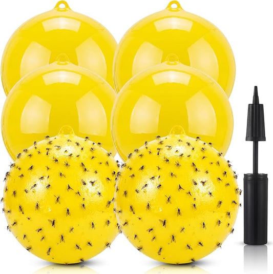 6 Pack Inflatable Fly Trap Balls 18inch Sticky Catcher for Black Yellow Greenhead Flies Outdoor Insect Control for Barn Stable Garden Greenhouse (Glue Not Included) (Gnat Fly Ball Trap)