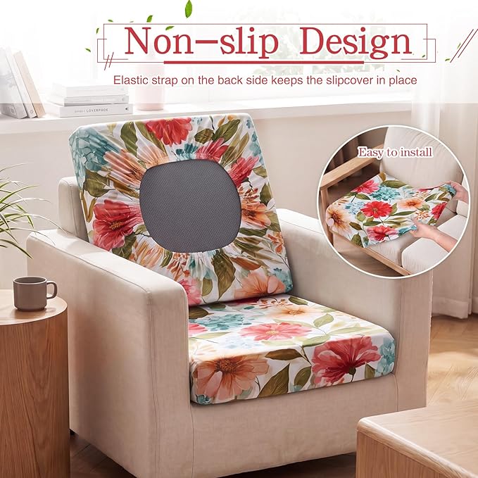Newwiee 12 Pcs Patio Stretch Outdoor Cushion Covers Sofa Couch Cover Replacement Couch Slipcover Sofa Seat Chair Porch Patio Furniture Protector, Flexibility Washable(Pastel Series,Garden Floral)