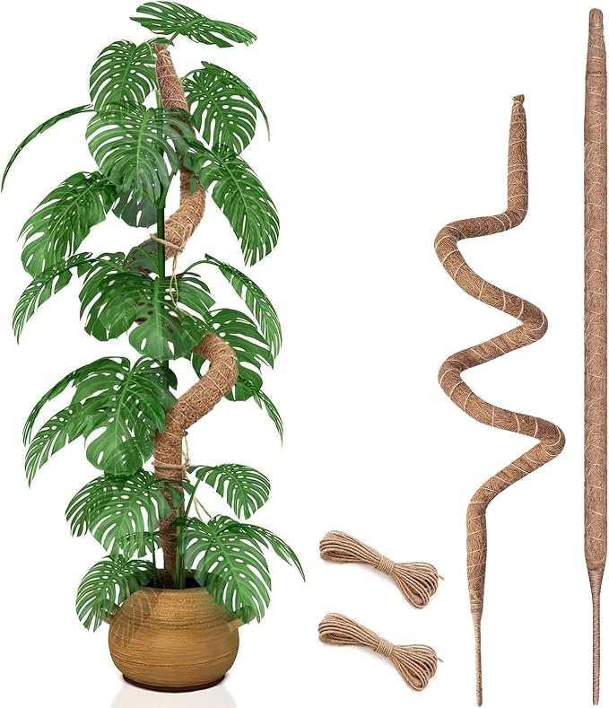 2 Pack 60 Inch Moss Pole, Bendable Moss Pole for Plants Monstera, Tall Moss Poles for Climbing Plants Indoor, Large Support, Garden Trellis Stick Stakes for Plant