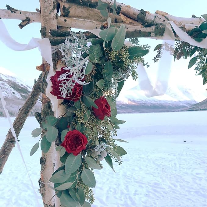 HAKZEON 2 Bunch Floral Foam Garland, Floral Foam Netted Garland, Green Florals Foams Blocks Florals Foams Netting for Home and Wedding Arch Door Flowers Arrangement, 9.2FT Long