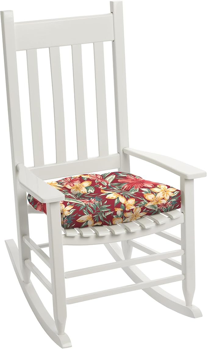 Arden Indoor/Outdoor Rocking Chair Or Wicker Chair Cushion, 2-Pack, 20 x 18, Water Repellent, Rain Proof, Fade Resistant Cushion for Rocking Or Rounded Back Chair Ruby Clarissa