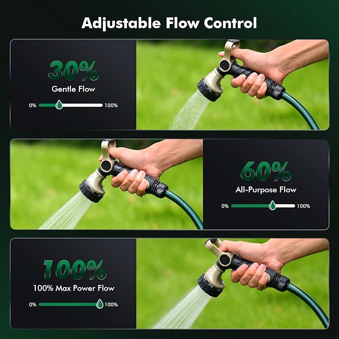 RESTMO Garden Hose Nozzle Heavy Duty, Fireman Style Nozzle with Thumb Control & Large Lever Control, 7 Adjustable Spray Patterns High Pressure Hand Sprayer for Watering Plants, Car and Pet Washing