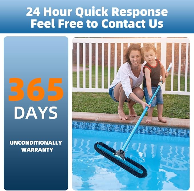 20" Wide Pool Brush Head, Heavy Duty Pool Cleaning Brush with 12-Rows Soft Bristles, Inground/Above Ground Pool Brushes with Curved Ends, Safe for Vinyl Liner