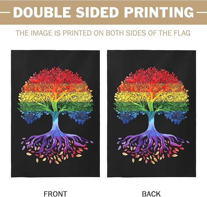 Gay Pride Flag for Outside House LGBTQ Rainbow Tree Life Garden Flags 28 x 40 Double Sided Large Lawn Seasonal Decorative