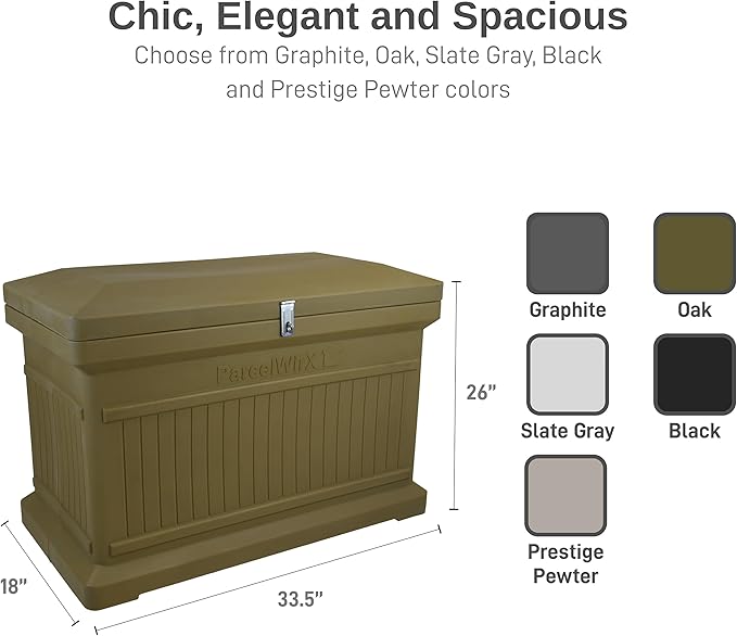 RTS Home Accents ParcelWirx Premium Horizontal Storage Cabinet/Lockable Package Delivery Box with Hinged Lid, Oak