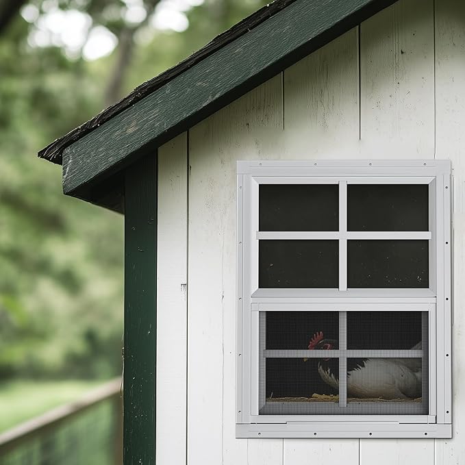 WRISIN 2 Pack Shed Windows 18" W x 23" H Flush Mount, White Household Windows for Playhouses, Barns, Chicken Coop