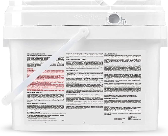 1 Inch Chlorine Tablets for Pools & Spas, 5 LB – Slow Dissolving Stabilized Trichlor Tabs with 90% Available Chlorine for Hot Tubs, Above-Ground & In-Ground Pools