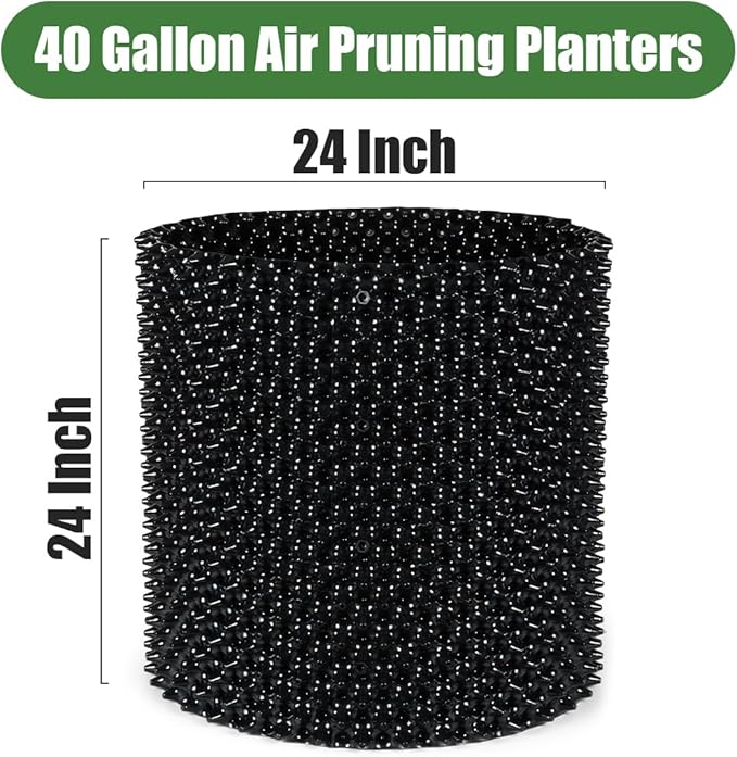 RooTrimmer Air Pruning Containers, 40 Gallon Air Pruning Planters, Sturdy Plastic Roots Control Planter Container for Tree Grow Outdoor, Garden Self-Planting Planters, Size 24"x24", Black, 4P