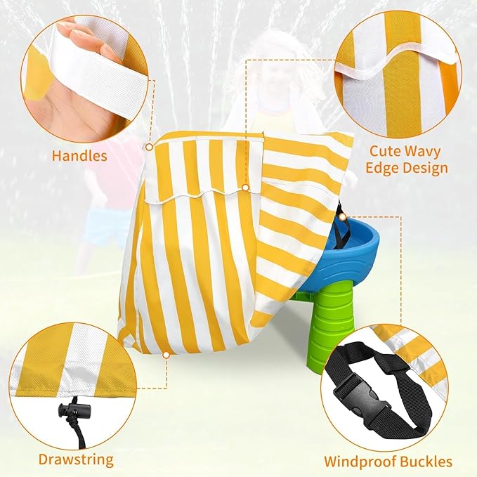AKEfit Kids Water Table Cover Fits Rain Showers Splash Pond Water Table for Toddlers, Waterproof Dustproof Outdoor Toys Cover, Yellow White