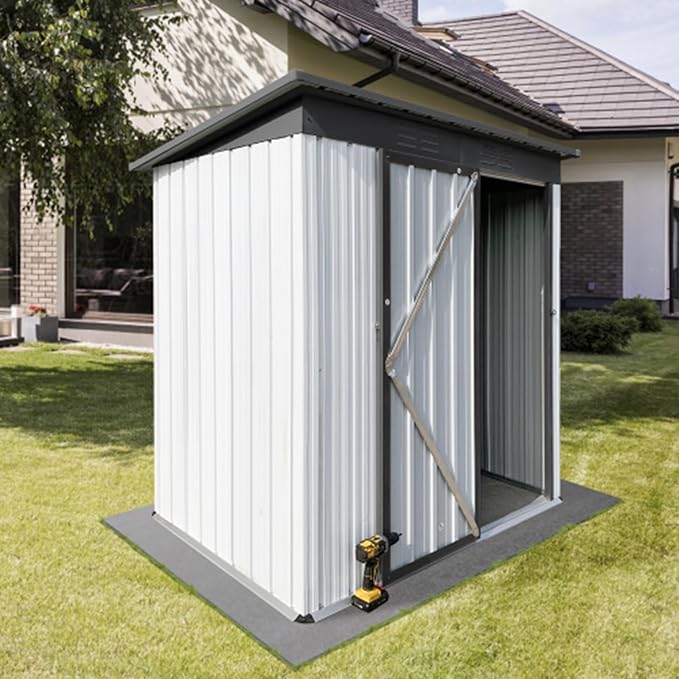 Outdoor Storing Tools Large Space Excellent Air Ventilation Easy Assembly Metal Storage Shed for Bike Trash Can Machine White One Size