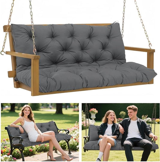5" Thick Waterproof Porch Swing Cushion 48 x 40 in 3 Seater Replacement Outdoor Swing Cushions with Back Support Patio Swing Cushion for Outdoor Bench Furniture
