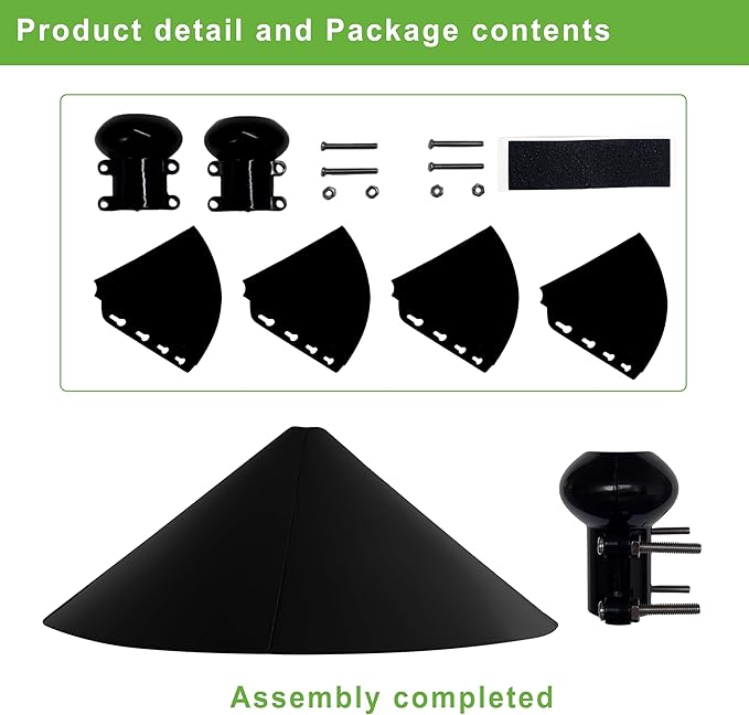 Squirrel Baffle for Bird Feeder Pole - 19 Inch for Shepherd’s Hook, Squirrel Proof Cone (1 Pack, Black)