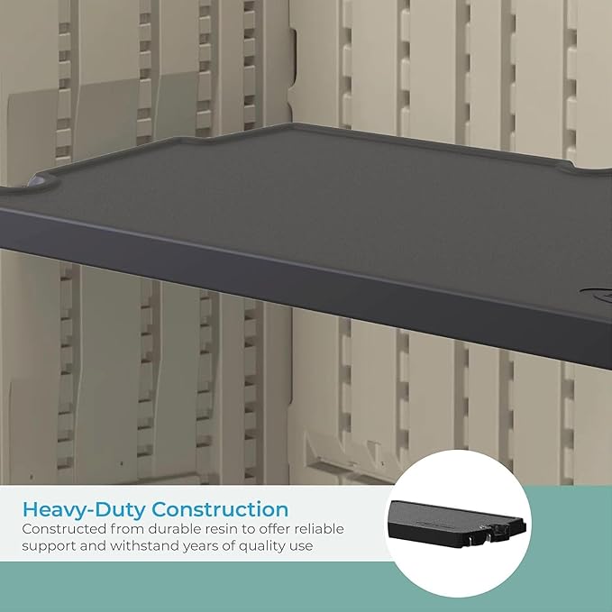 Suncast 2 Pack Vertical Shed Shelf Kit, Space Saving Shelving for Wall Mount Outdoor Storage Structures, 27.75" W x 14.5" D x 1.25" H, Black