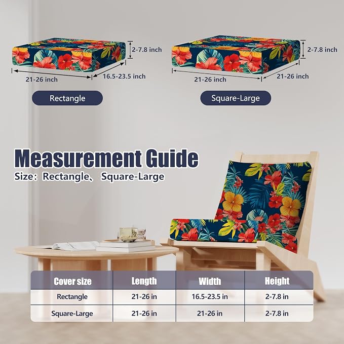 8Pcs Stretch Patio Cushion Covers, Outdoor Couch & Sofa Replacement Slipcovers for Patio Furniture Cushion Covers, Washable Reusable Furniture Protector