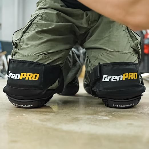 GRENPRO Professional Knee Pads for Work,Heavy Duty Thick Foam Knee Pads Tools, Knee Pad with Soft Gel Cushion for Construction, Work, Flooring, Gardening, Cleaning, Tiling,Black