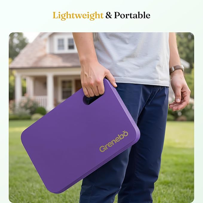 Grenebo 2-Pack 1.6" Extra Thick NBR Foam Garden Kneeling Pads, Ultra Soft Cushion Kneeling Pads for Gardening, Gardening Kneeling Pad for Baby Bathing, Work, Exercise, 17.3×11×1.6 in, Black Purple