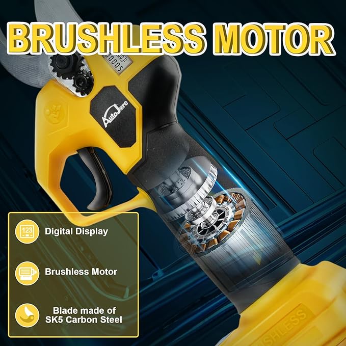 Electric Pruning Shears Compatible with Dewalt 20V Battery Brushless Electric Shears with LCD Display 0.8-1.2 Inch Cutting Diameter for Gardening, Branch, Tree Trimming (NO Battery)