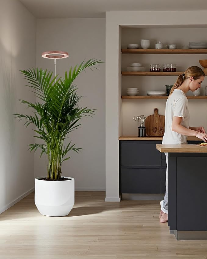 Plant Grow Light,yadoker LED Growing Light Full Spectrum for Indoor Plants,Aluminum Walnut Wood Grain Plant Lights,Height Adjustable, Automatic Timer, 5V Low Safe Voltage,Idea for Large Plant Light，