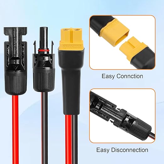 10AWG 10FT XT60 Solar Extension Cable 2 3 6 10 15 20 25 35 40 50 75 100FT XT60 Solar Extension Connector Adapter Thicker Cable Female to Male for Portable Power Station Solar Panel RC LiFePO4 Battery