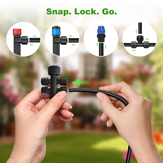 250FT Drip Irrigation System Kit New Quick-Connect, Automatic Garden Watering Misting System for Greenhouse, Yard, Lawn, Plant with 5/16 inch Hose 1/4 inch Distribution Tubing and Accessories