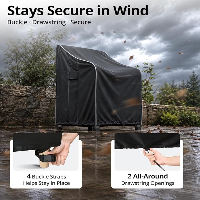 Patio Chair Covers Waterproof, Heavy Duty Outdoor Furniture Covers Fits up to 29W x 30D x 36H inches -2 Pack,Black