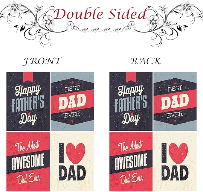 Wamika Happy Father's Day Vintage Super Dad Double Sided House Flag Garden Banner 28" x 40", Love The Best Awesome Dad Father Garden Flags for Anniversary Yard Outdoor Decoration