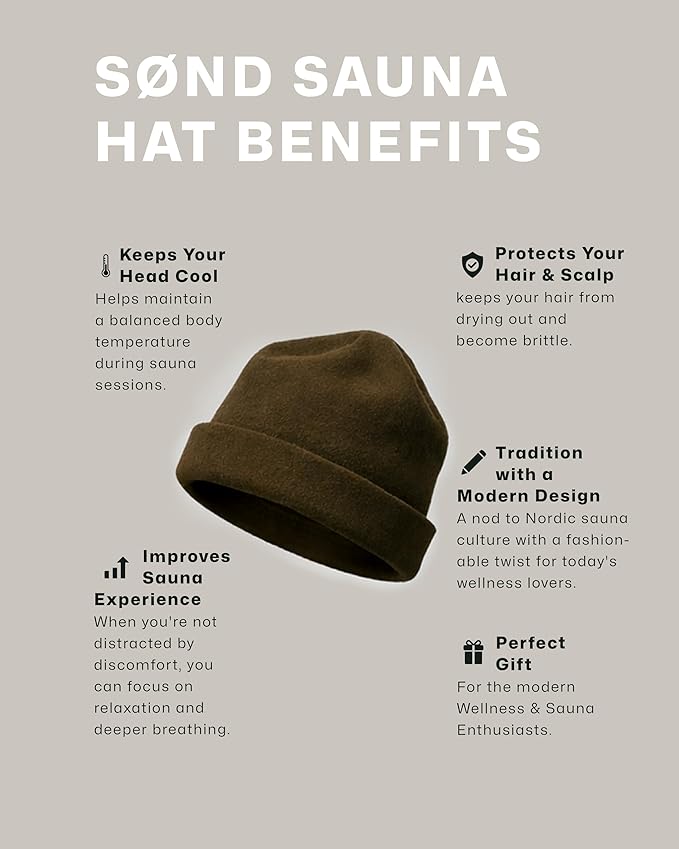 Sauna Hat – Natural Merino Wool Sauna Accessory for Heat Protection – Eco-Friendly, Lightweight & Durable
