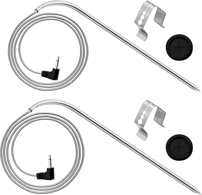 2-Pack Meat Temperature Probe Replacement Parts for Masterbuilt Gravity Series 560/800/1050 Grill + Smoker, with 2 Grill Clips and 2 Probe Grommets, Replace Accessories Number: 9004190170