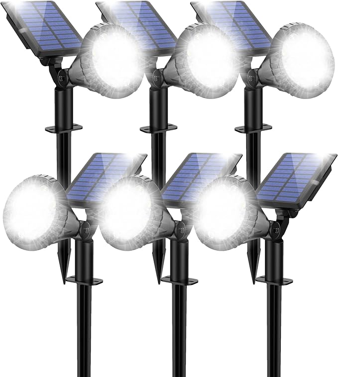 NBKLS Solar Spot Lights for Outside, 21 LED Outdoor Solar Lights for Yard, 6 Pack Solar Spotlights Waterproof Auto On/Off for Landscape, Wall, Garden, Pool, Tree, Pathway and Driveway(White)