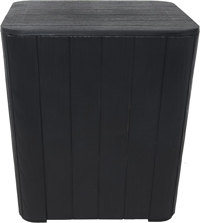 Sunnydaze 11.5-Gallon Outdoor Deck Box - Weather-Resistant Side Table with Storage for Cushions, Garden Tools, Pool Supplies - Phantom Gray - Faux Plank