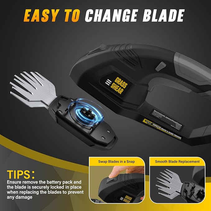Cordless Hedge Trimmer Compatible with Dewalt 20V Battery, 2 in 1 Handheld Electric Trimmer Grass Shear, Bush Trimmer for Yard & Garden, Lawn Care(Tool Only)
