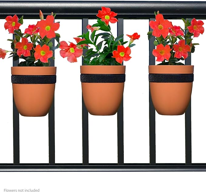 Railing Planter for Outdoor Plants (6-inch, 3-Pack) | Hanging Planter for Railings, Fence Posts | Balcony Wall Planter for Herbs, Flowers and Succulents | Made in The USA