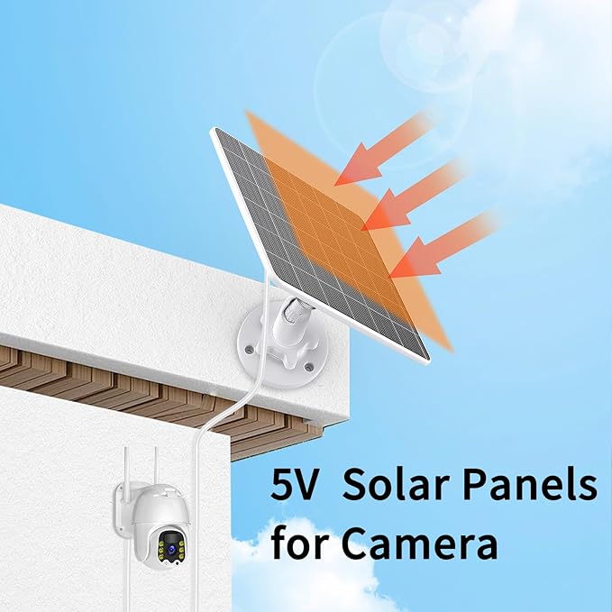 5V 5W USB Solar Panel for Outdoor Security Camera, USB C Solar Panel Charger with Micro-USB Adapter, IP65 Waterproof Solar Panel with 9.8FT Cable for DC 5V Rechargeable Battery Camera (1)