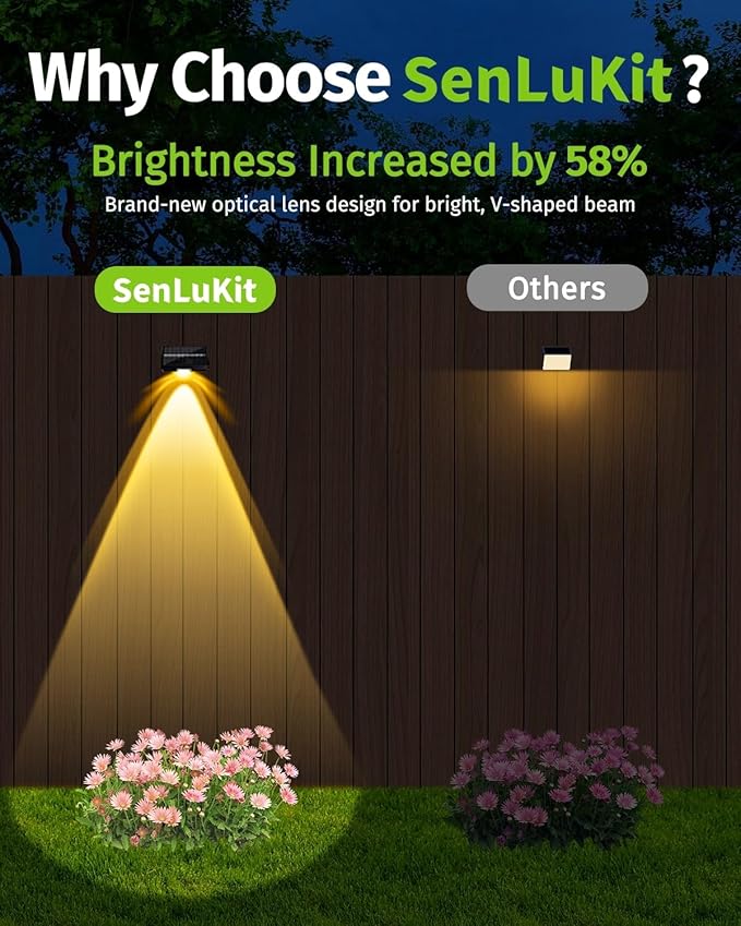Solar Fence Lights Outdoor Waterproof High Brightness LED Spot Lens Deck Lights 7 Mode Warm & Cool White RGB Solar Powered Wall Light Decor for Christmas Outside Patio Step Backyard Rail - 12 Pack