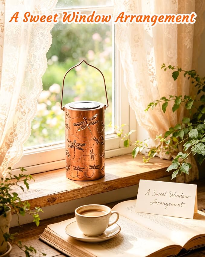 ANYTALK Birthday Gifts for Women Mom Grandma, Dragonfly Solar Lanterns Outdoor Waterproof, Hanging Solar Lights for Yard, Patio, Porch, Garden Decor