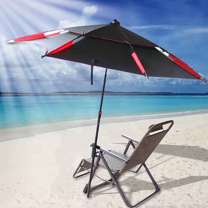 weallbuy Chair Umbrella Clamp Stand, Deck Umbrella Mount, Patio Umbrella Holder for Chair, Clamp Fixed Clip for Beach Fishing Outdoor Camping Boat Umbrella