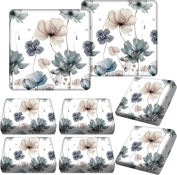 Hosuly 8 Pcs Spring Wildflower Sofa Cushion Cover for Patio Blue Summer Floral Stretch Outdoor Sofa Seat Cushions Cover Tropical Flower Indoor Replacement Couch Chair Slipcover Flexibility