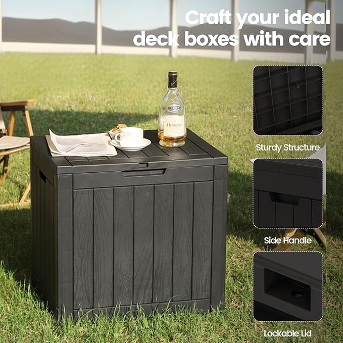 Zapdos 31 Gallon Outdoor Storage Box Deck Box for Indoor and Outdoor Use, Waterproof Resin Storage Bin for Package Delivery Patio Cushions Gardening Tools, Lockable, UV Resistant, Black