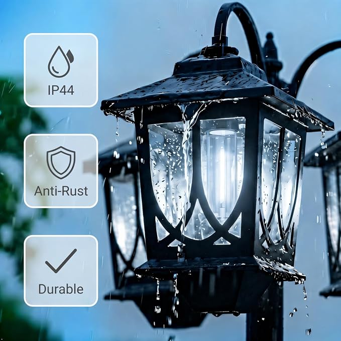PEATOP 73” Solar Lamp Post Light, 3-Head Outdoor Solar Post Lights for Yard, Garden, Pathway, Aluminum Waterproof Dusk to Dawn Floor Lamp with Replaceable Bulbs, 6000K White Light