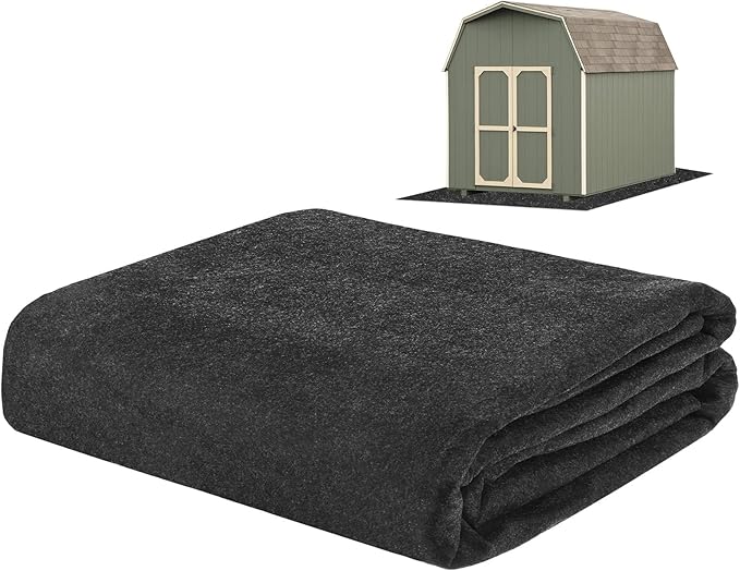 M METERXITY 3 mm Thickened Outdoor Storage Shed Mat, 4.9x9.2 ft Waterproof Shed Flooring Mat for Patio Furniture Floor Protecting from Wear/Liquid/Dust/Oil, Non-Slip Felt Rubber Rug Pad [Grey]