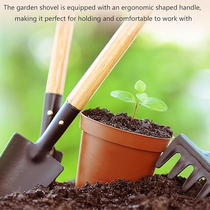 3Pcs Mini Gardening Tool Set with Wooden Handles Includes Small Hand Rake and Spade Ideal for Bonsai and Potted Plants Care