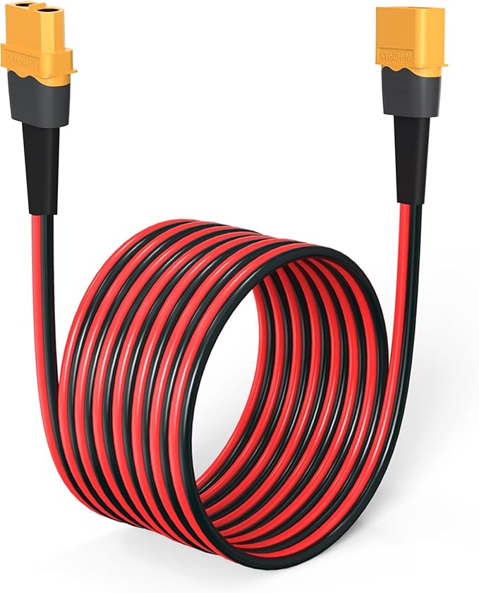 ELFCULB 10AWG 100FT XT60 Extension Cable 2 6 10 20 35 50 75 100FT XT60 Female to Male Connector for RC Battery Portable Power Station Solar Panel(100FT)